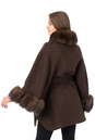 Женское пальто из текстиля с воротником, отделка песец 3000896-3
