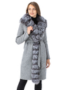 Женское пальто из текстиля с воротником, отделка чернобурка 3000897