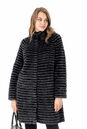 Женское пальто из текстиля с воротником, отделка норка 3000900