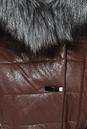Пуховик женский из эко- кожи с капюшоном, отделка чернобурка 2100152-5