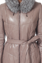 Пуховик женский из натуральной кожи с капюшоном, отделка чернобурка 2100186-4