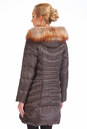 Пуховик женский из текстиля с капюшоном, отделка натуральным мехом лисы 2100206-3