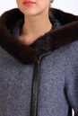 Пуховик женский из текстиля с капюшоном, отделка норка 2100218-9