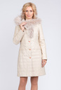 Пальто женское из натуральной кожи с капюшоном, отделка енот 2100426