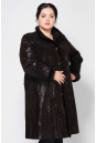 Женское кожаное пальто из натуральной замши (с накатом) с воротником, отделка норка 0900149-5 вид сзади