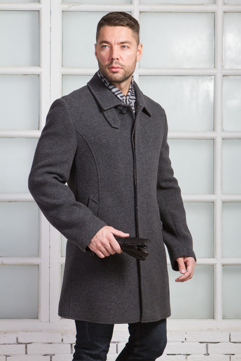 Мужское пальто из текстиля с воротником 3000615