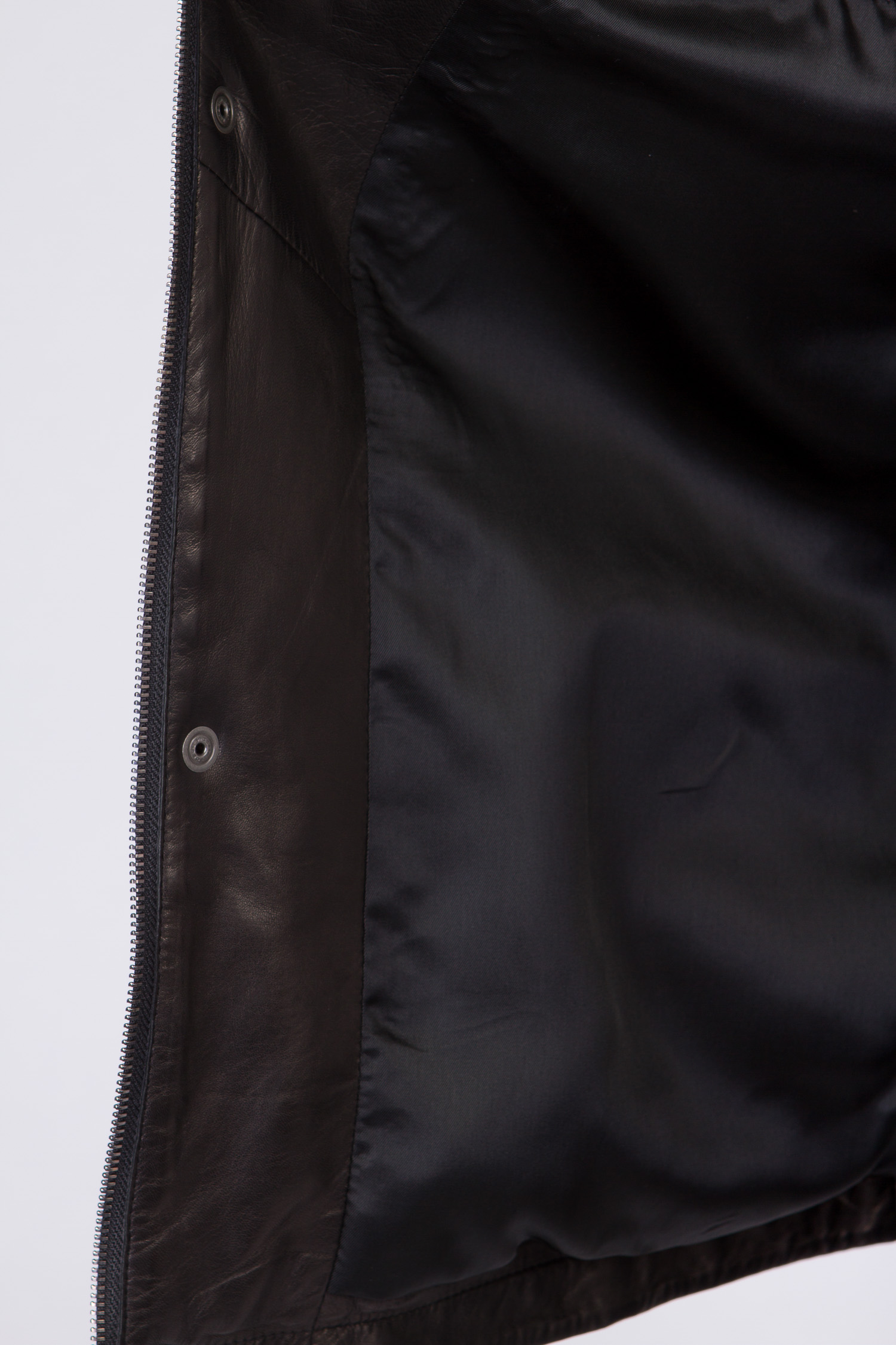 Мужская кожаная куртка из натуральной кожи с воротником, без отделки