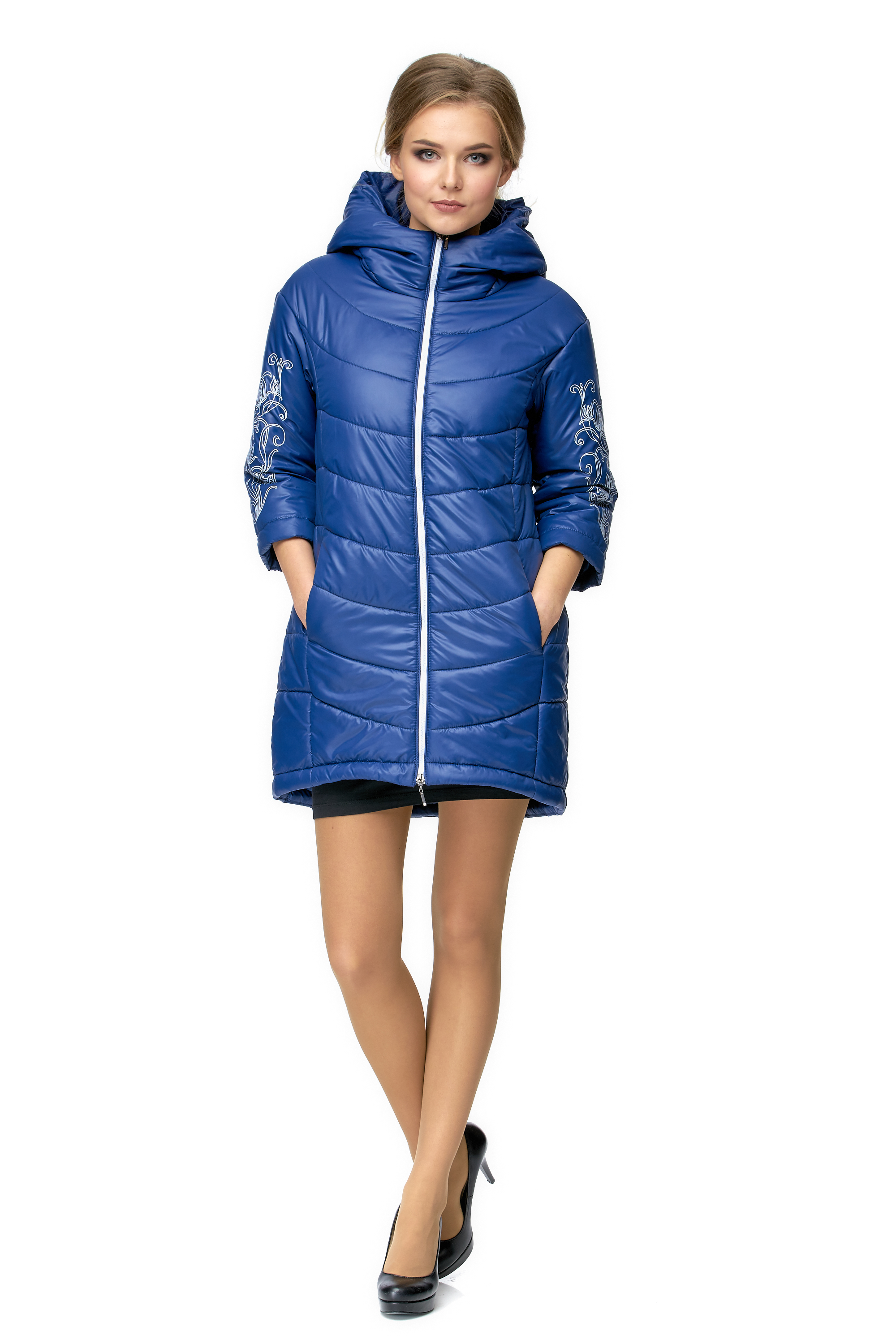 Куртка женская из текстиля с капюшоном МОСМЕХА синий 8001023 