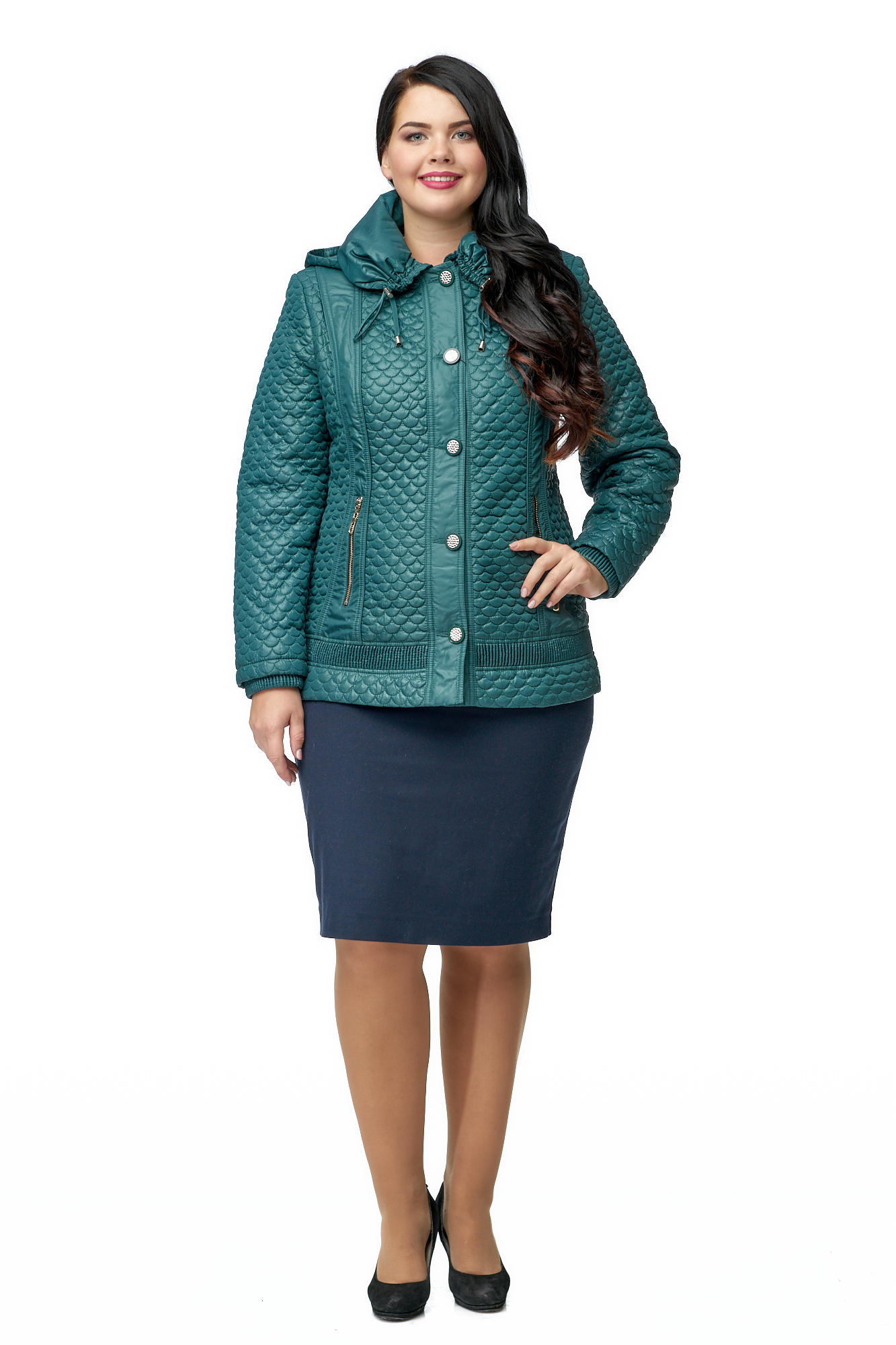 Куртка женская из текстиля с капюшоном МОСМЕХА зеленый 8010174 