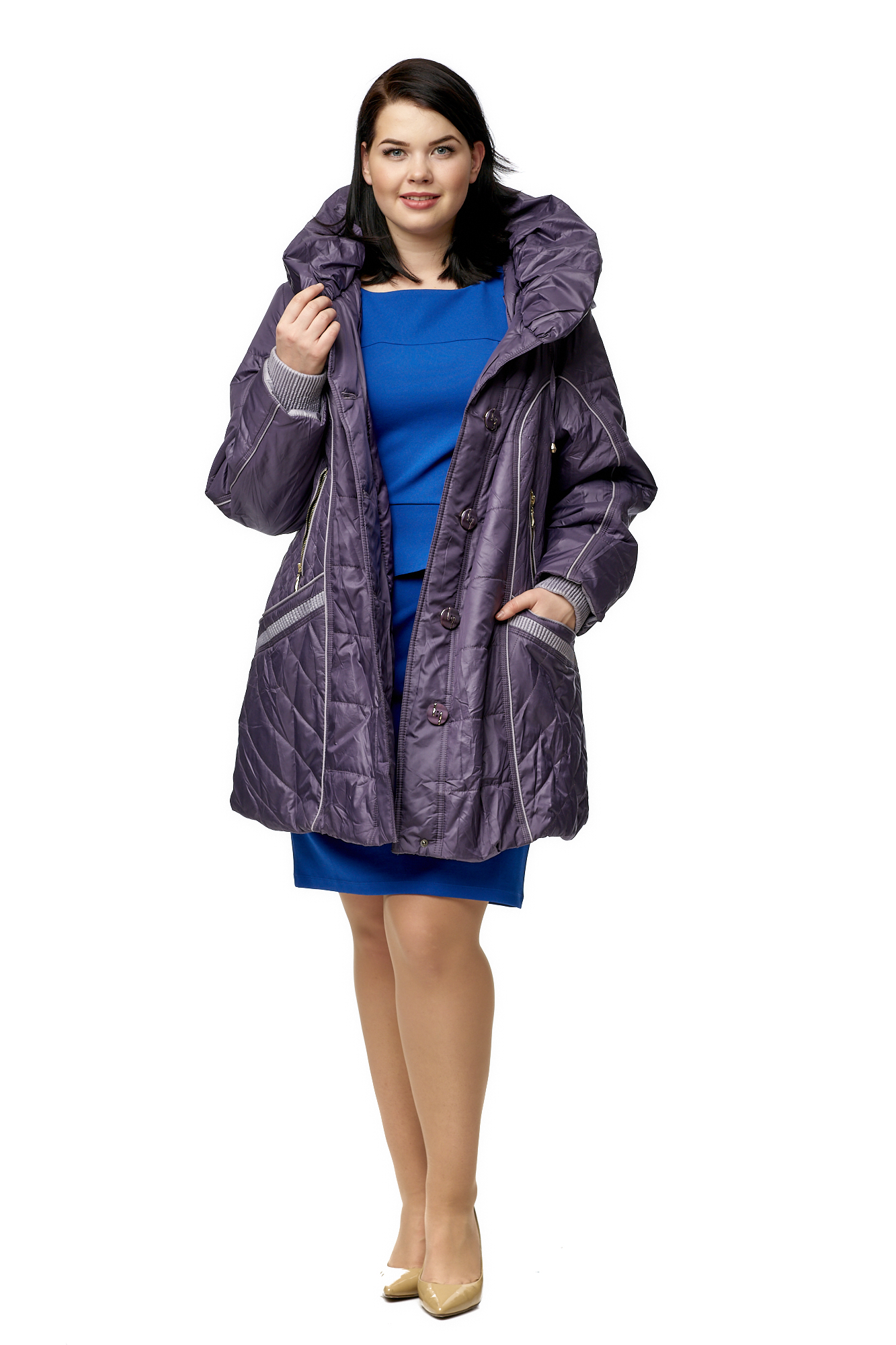 Куртка женская из текстиля с капюшоном МОСМЕХА фиолетовый 8010510 