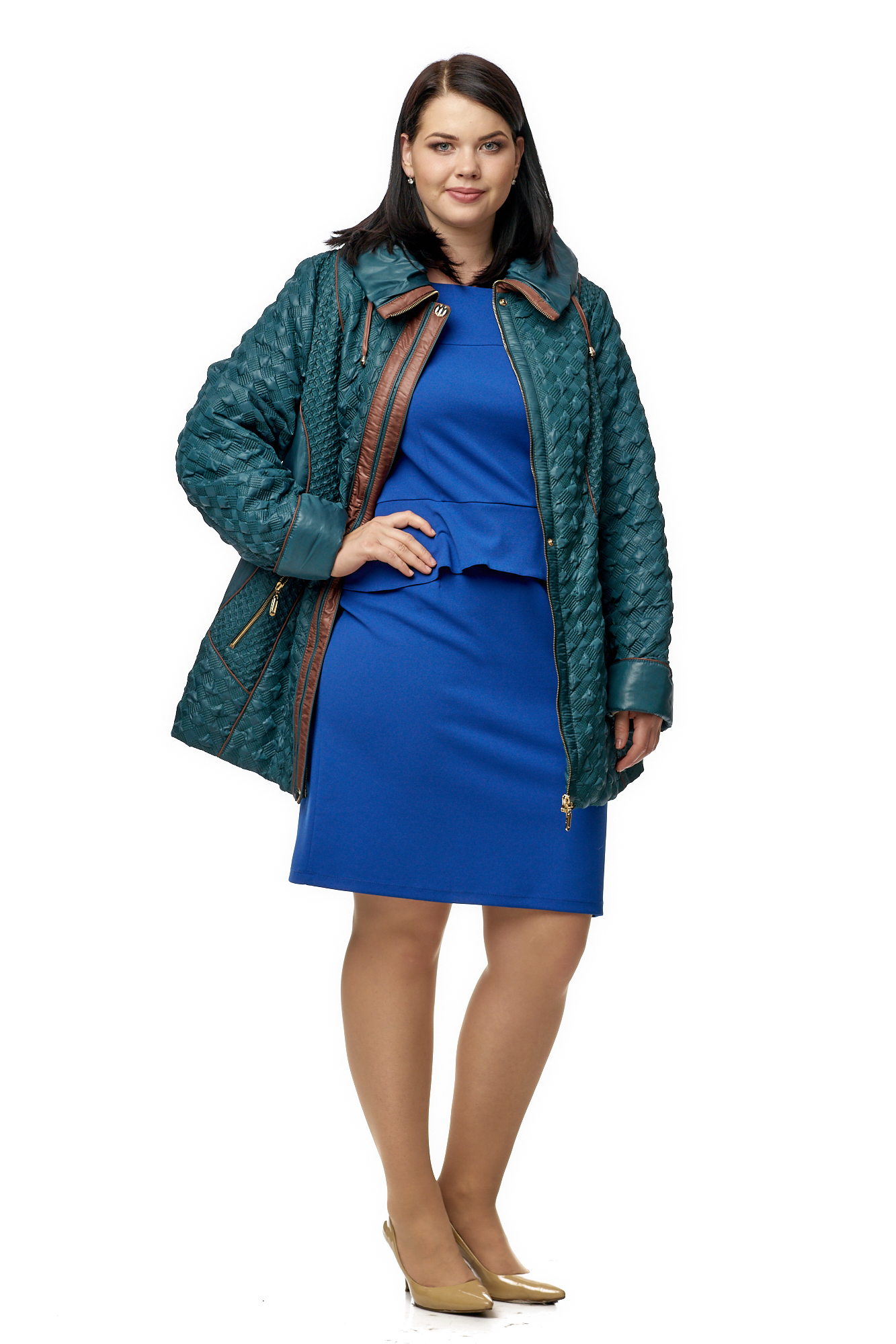Куртка женская из текстиля с капюшоном МОСМЕХА зеленый 8010514 