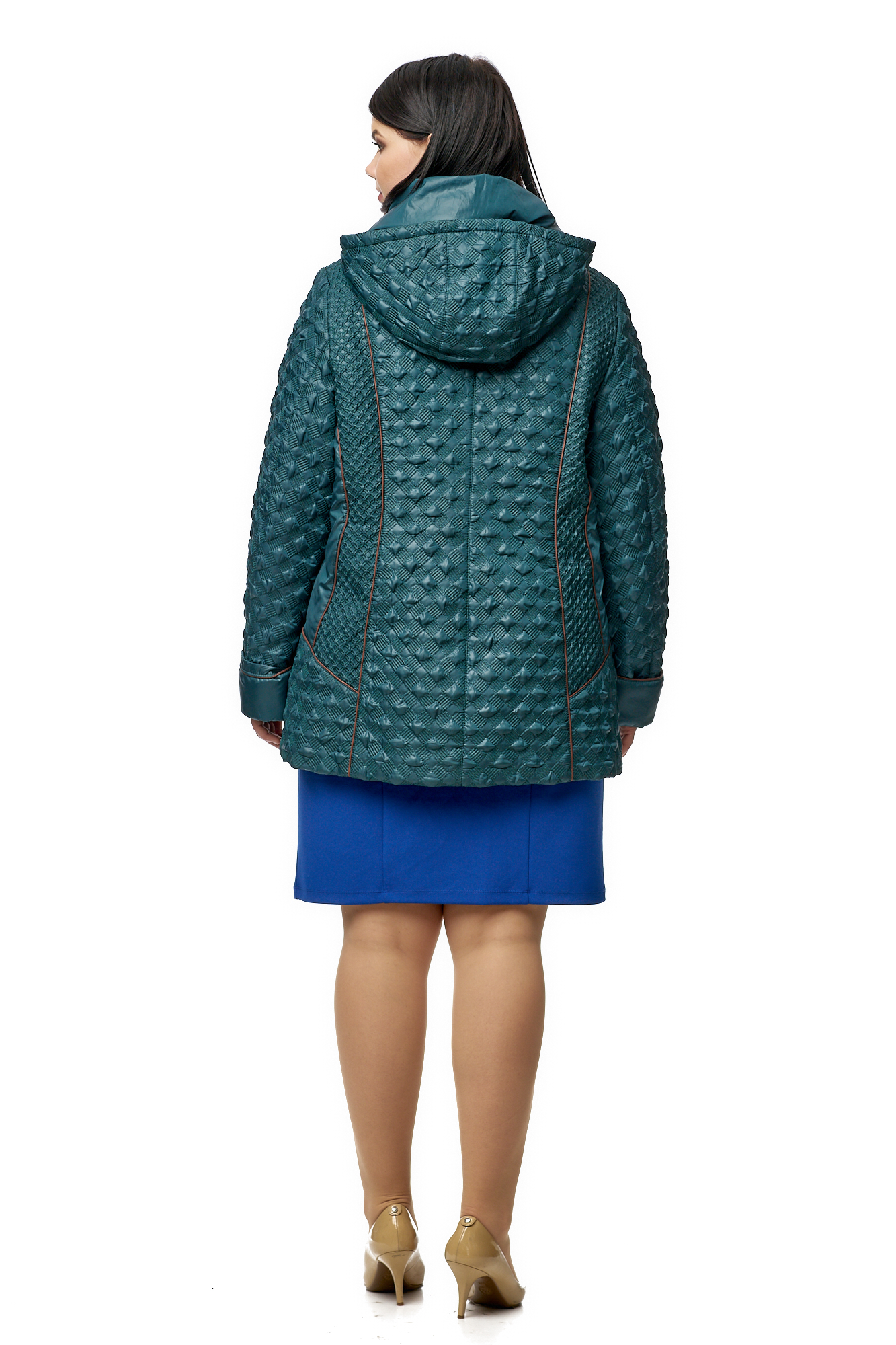Куртка женская из текстиля с капюшоном МОСМЕХА зеленый 8010514 