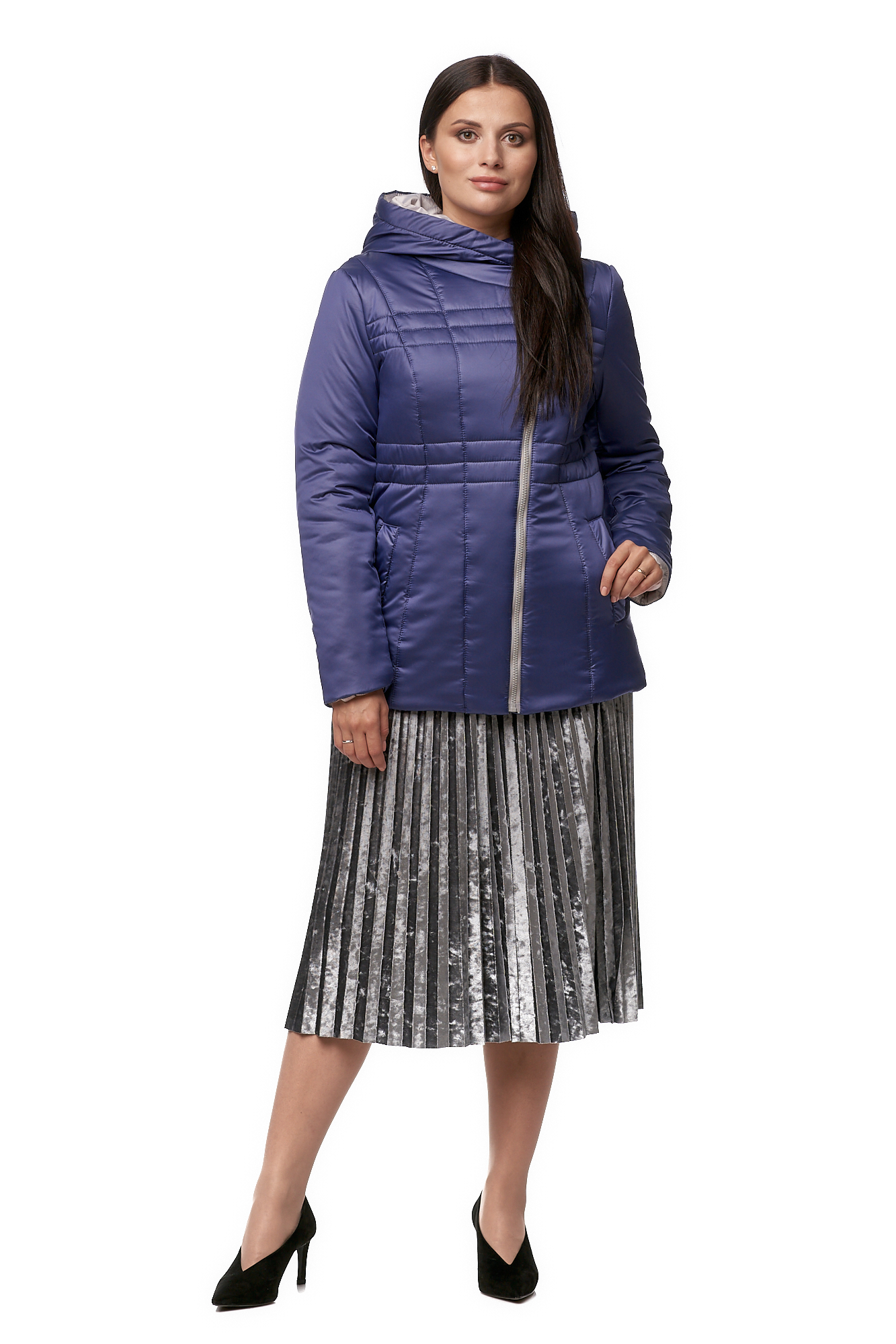 Куртка женская из текстиля с капюшоном МОСМЕХА синий 8013492 