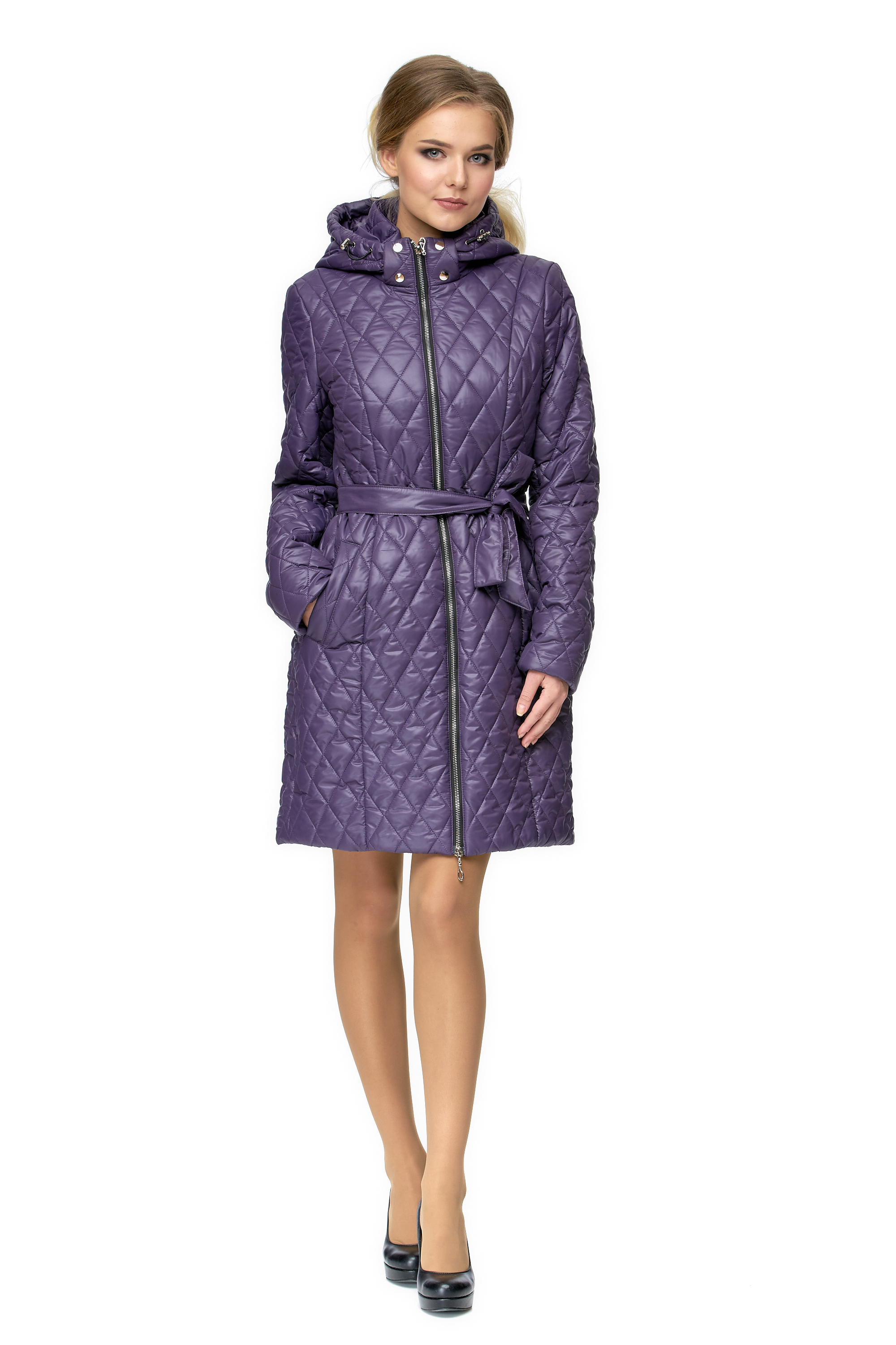 Куртка женская из текстиля с капюшоном МОСМЕХА фиолетовый 8013715 