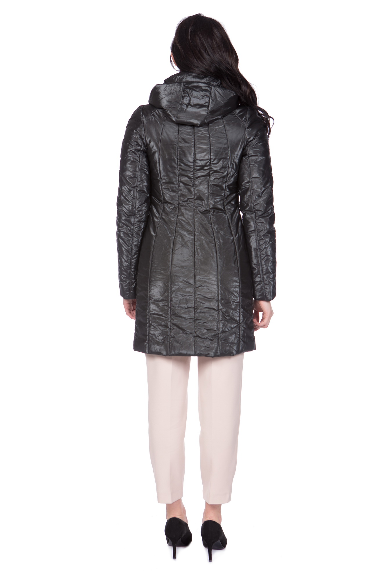 Женское пальто из текстиля с капюшоном фото 3