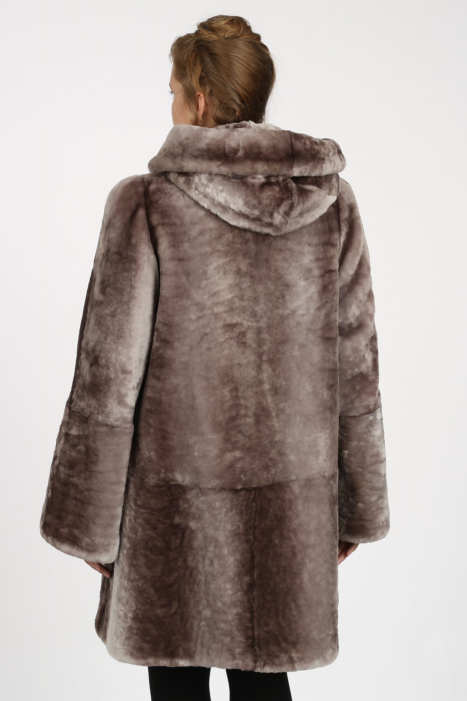 Женская кожаная куртка из натуральной кожи на меху с капюшоном, отделка блюфрост