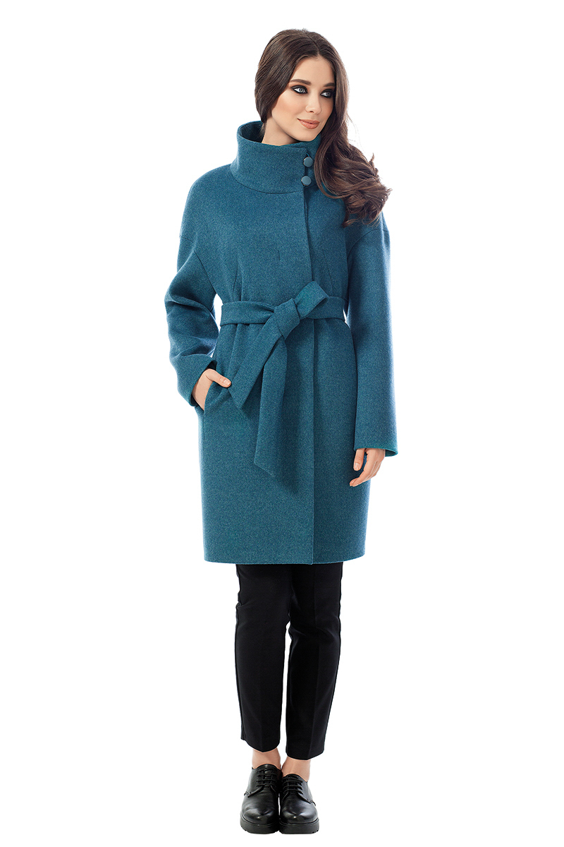 Женское пальто из текстиля с воротником, без отделки